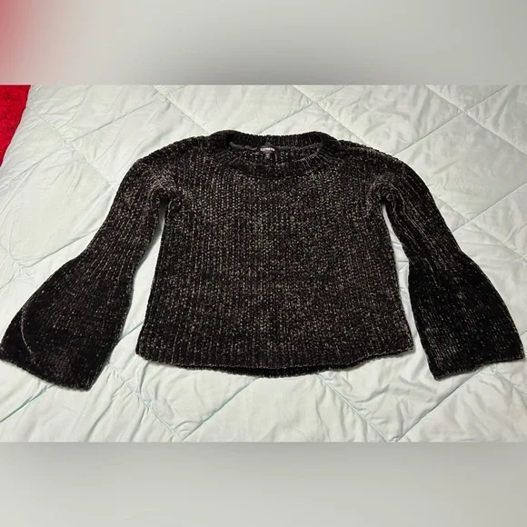 Express Size S Black Crew Neck Sweater with Bell Sleeves - Picture 8 of 14